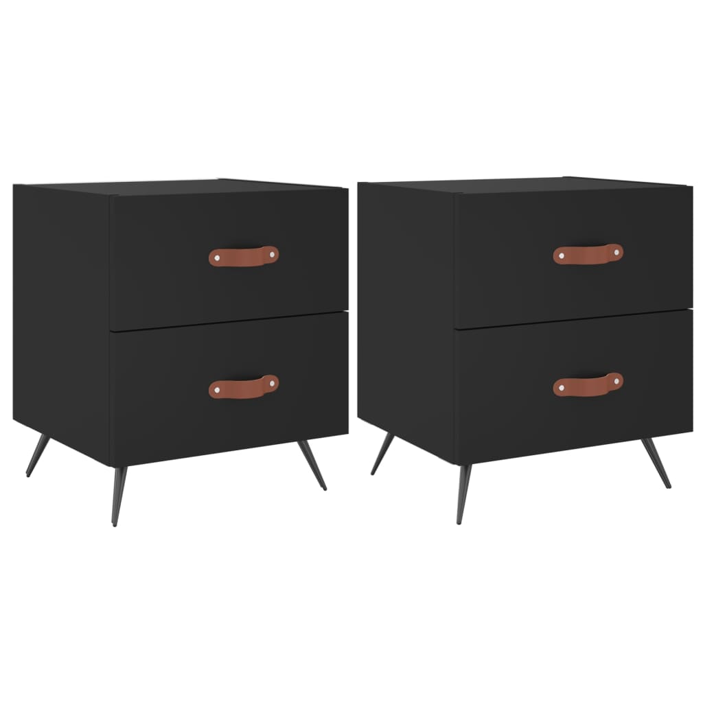 Nachtkastjes 2 st 40x35x47,5 cm bewerkt hout zwart is nu te koop bij PeponiXL, paradijselijk wonen!