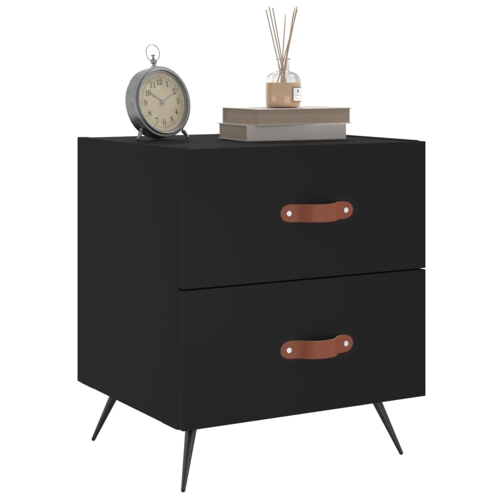 Nachtkastjes 2 st 40x35x47,5 cm bewerkt hout zwart is nu te koop bij PeponiXL, paradijselijk wonen!