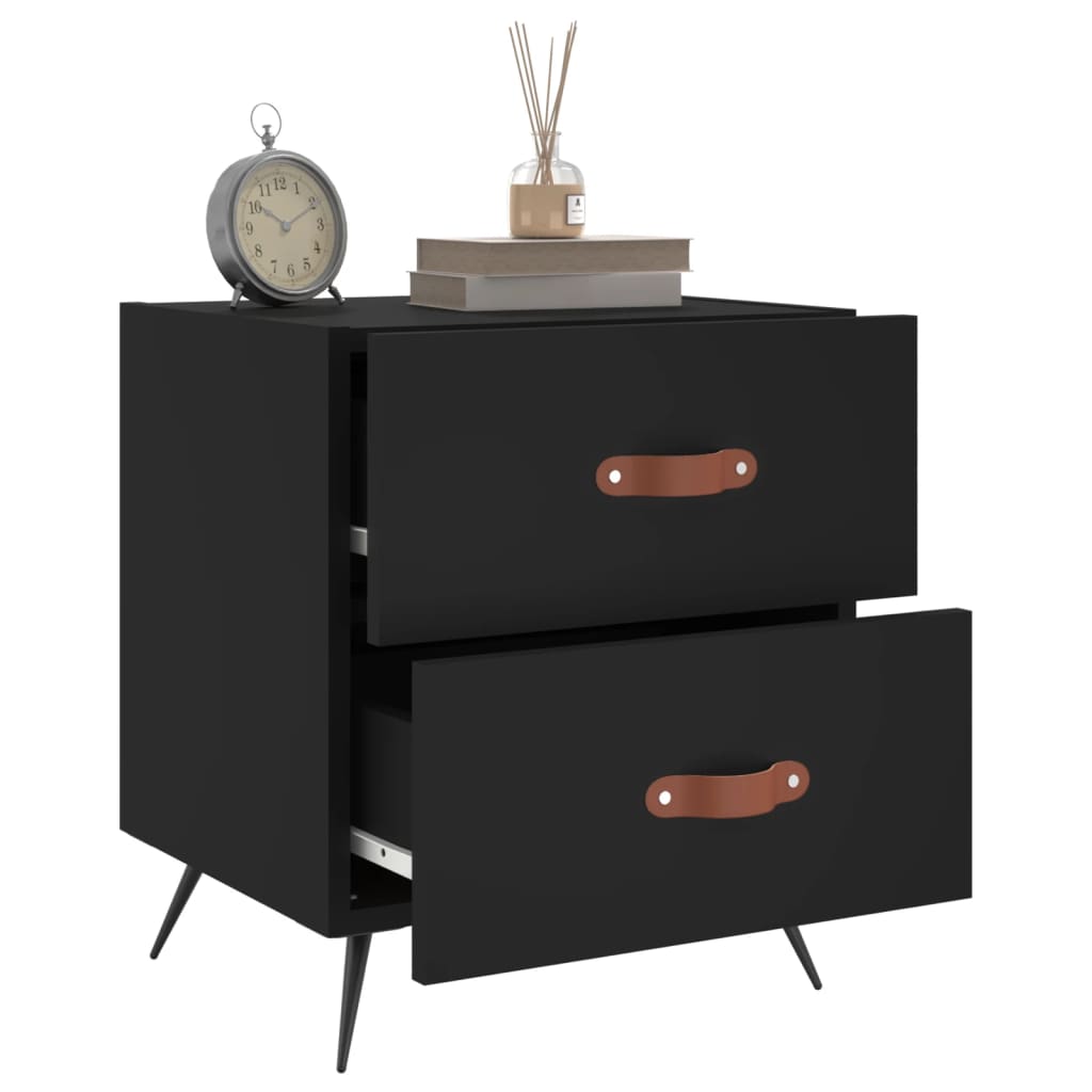 Nachtkastjes 2 st 40x35x47,5 cm bewerkt hout zwart is nu te koop bij PeponiXL, paradijselijk wonen!
