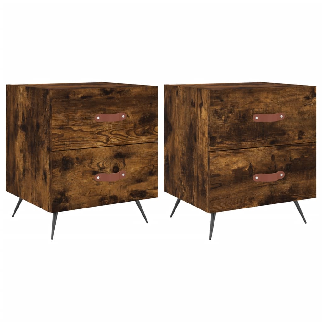 Nachtkastjes 2 st 40x35x47,5 cm bewerkt hout gerookt eikenkleur is nu te koop bij PeponiXL, paradijselijk wonen!
