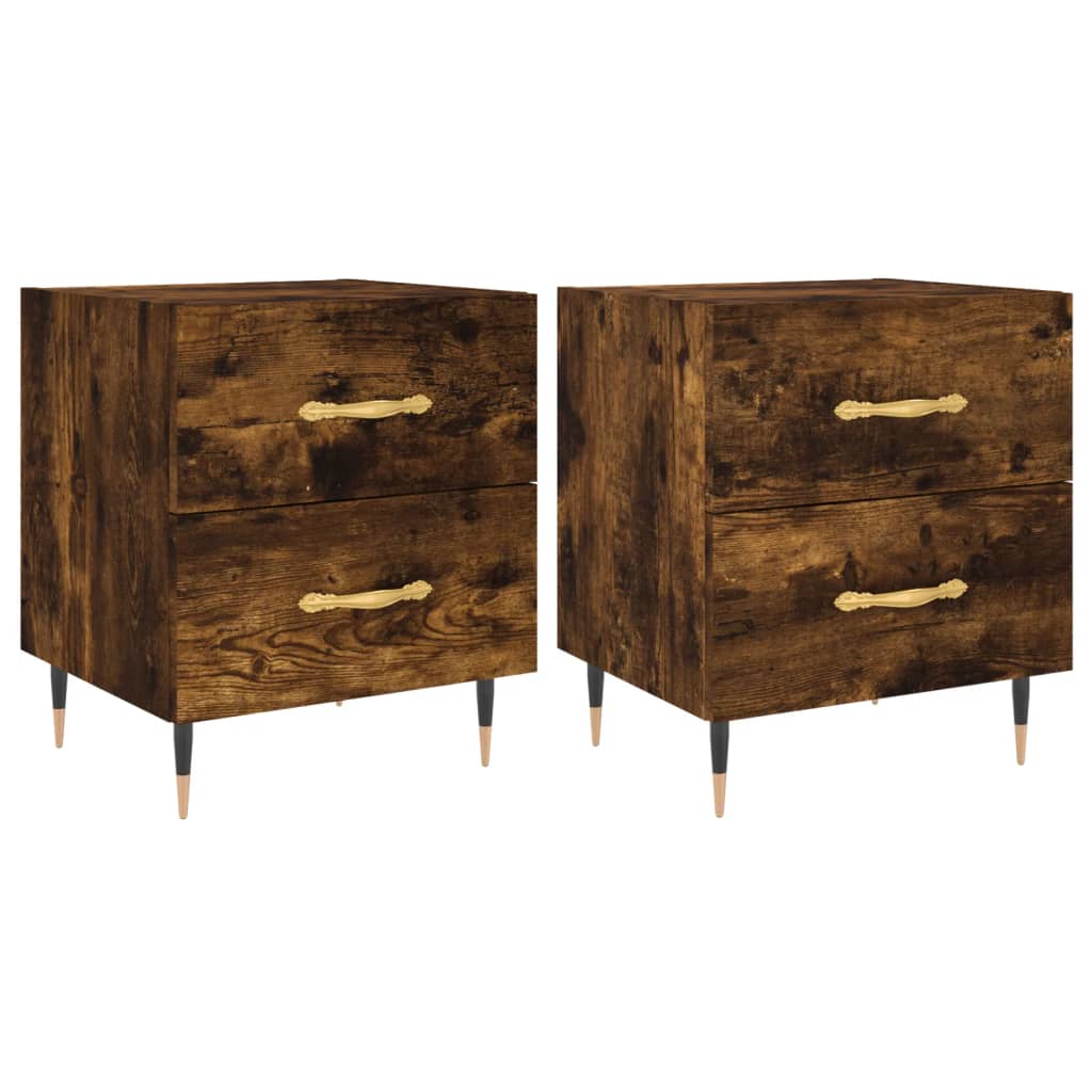 Nachtkastjes 2 st 40x35x47,5 cm bewerkt hout gerookt eikenkleur is nu te koop bij PeponiXL, paradijselijk wonen!