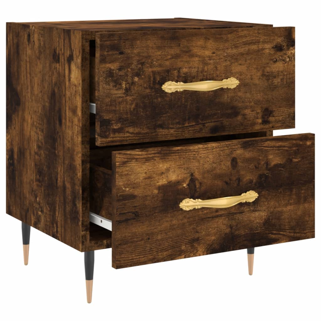 Nachtkastjes 2 st 40x35x47,5 cm bewerkt hout gerookt eikenkleur is nu te koop bij PeponiXL, paradijselijk wonen!
