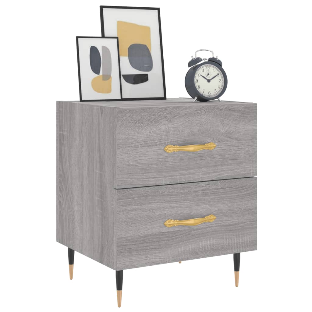 Nachtkastje 40x35x47,5 cm bewerkt hout grijs sonoma eikenkleur is nu te koop bij PeponiXL, paradijselijk wonen!