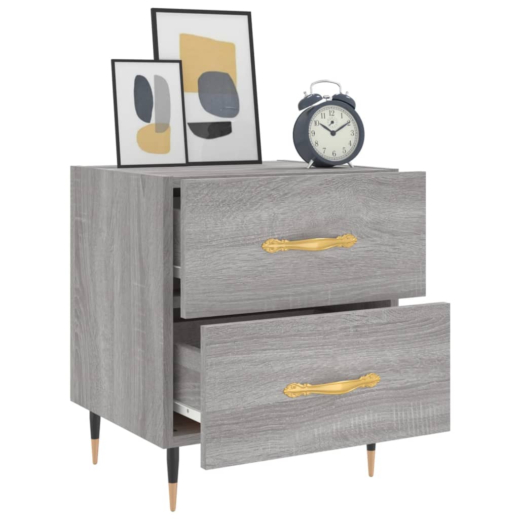 Nachtkastje 40x35x47,5 cm bewerkt hout grijs sonoma eikenkleur is nu te koop bij PeponiXL, paradijselijk wonen!