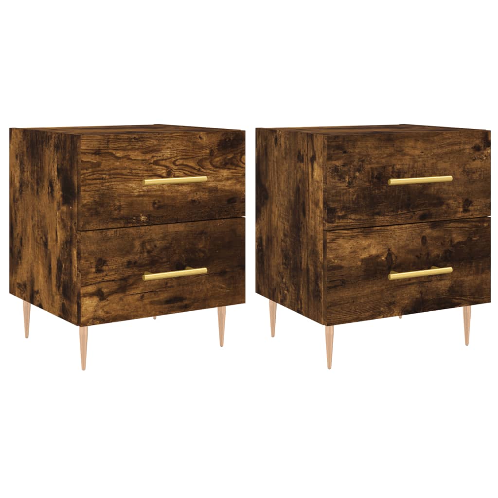 Nachtkastjes 2 st 40x35x47,5 cm bewerkt hout gerookt eikenkleur is nu te koop bij PeponiXL, paradijselijk wonen!