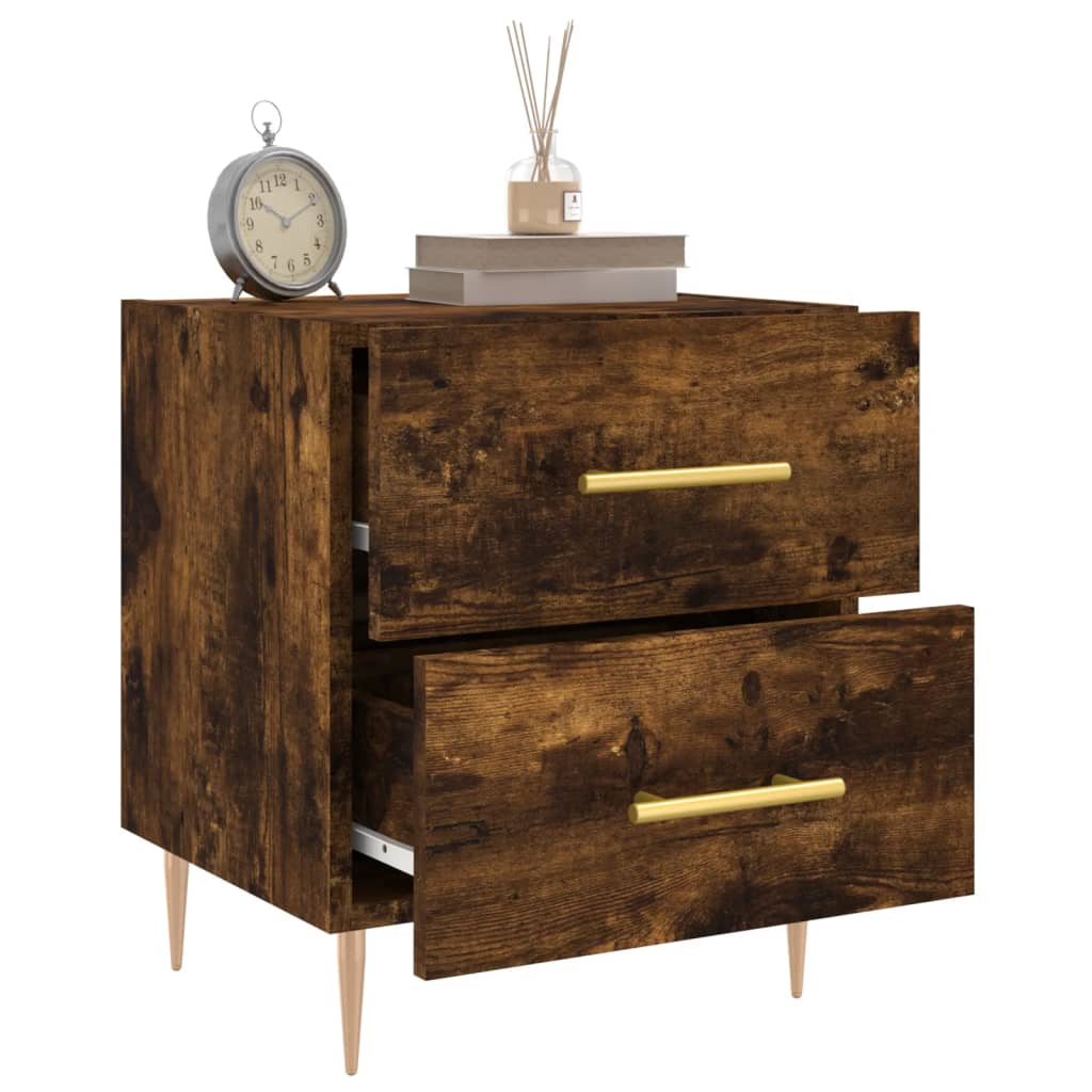Nachtkastjes 2 st 40x35x47,5 cm bewerkt hout gerookt eikenkleur is nu te koop bij PeponiXL, paradijselijk wonen!