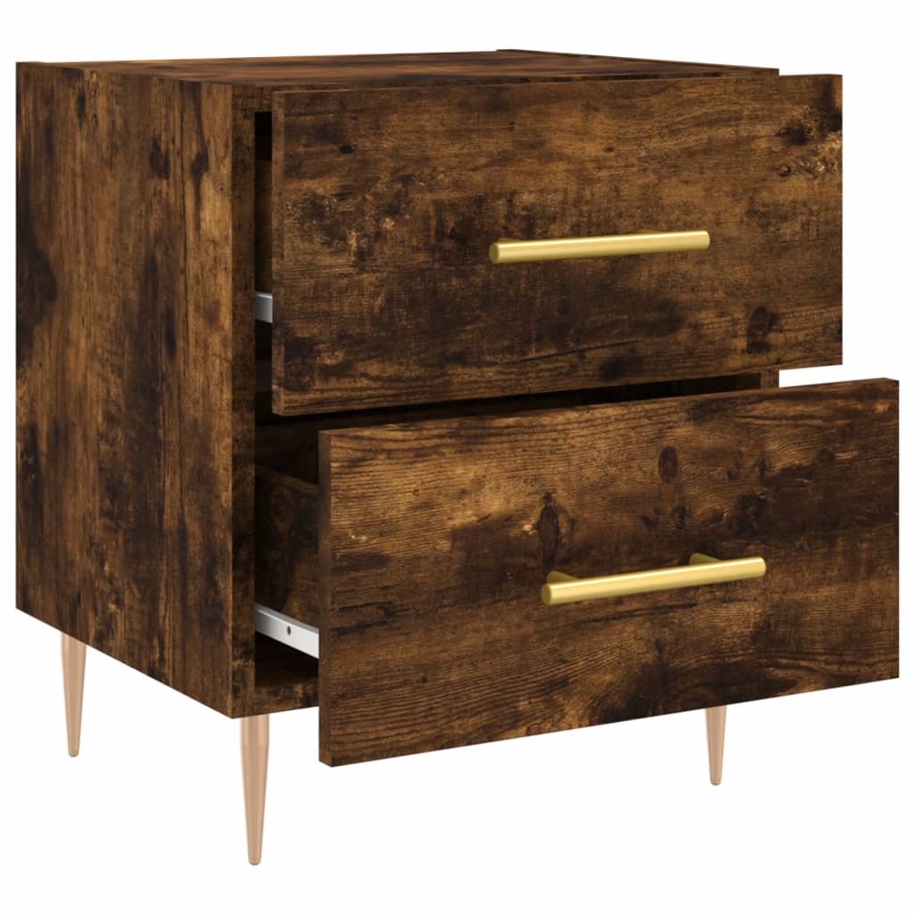 Nachtkastjes 2 st 40x35x47,5 cm bewerkt hout gerookt eikenkleur is nu te koop bij PeponiXL, paradijselijk wonen!