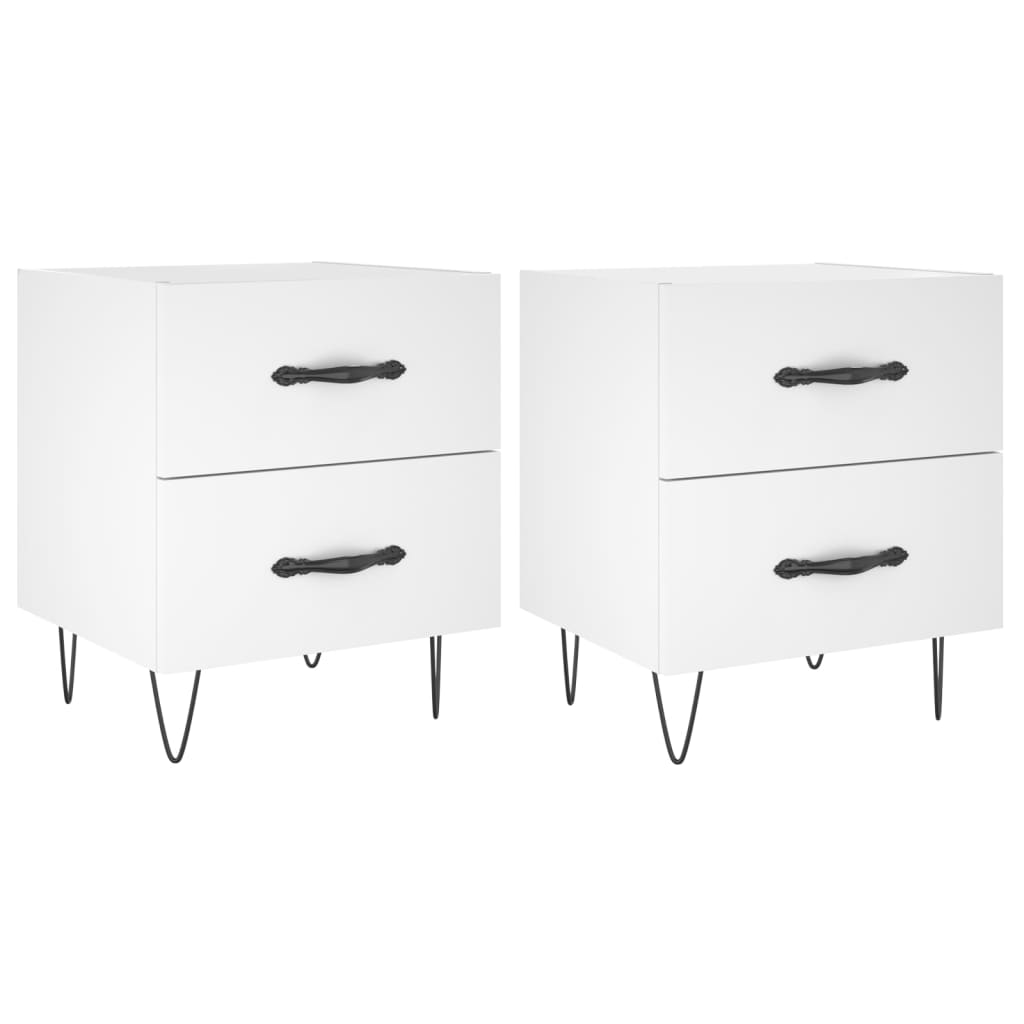 Nachtkastjes 2 st 40x35x47,5 cm bewerkt hout wit is nu te koop bij PeponiXL, paradijselijk wonen!