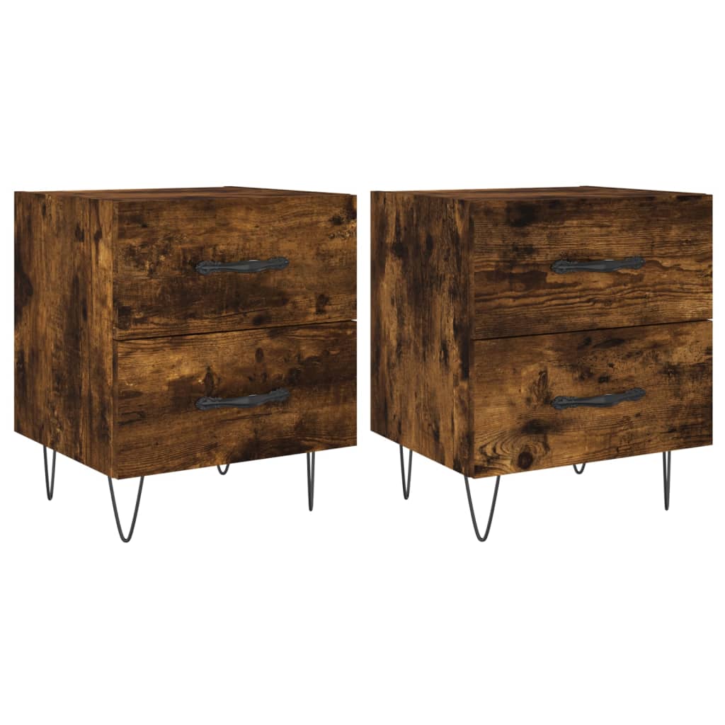 Nachtkastjes 2 st 40x35x47,5 cm bewerkt hout gerookt eikenkleur is nu te koop bij PeponiXL, paradijselijk wonen!