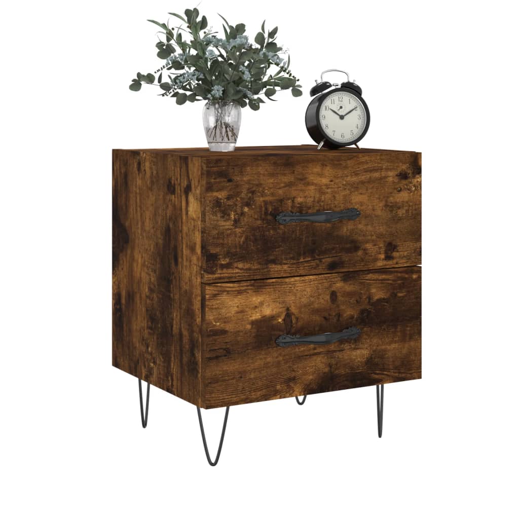 Nachtkastjes 2 st 40x35x47,5 cm bewerkt hout gerookt eikenkleur is nu te koop bij PeponiXL, paradijselijk wonen!