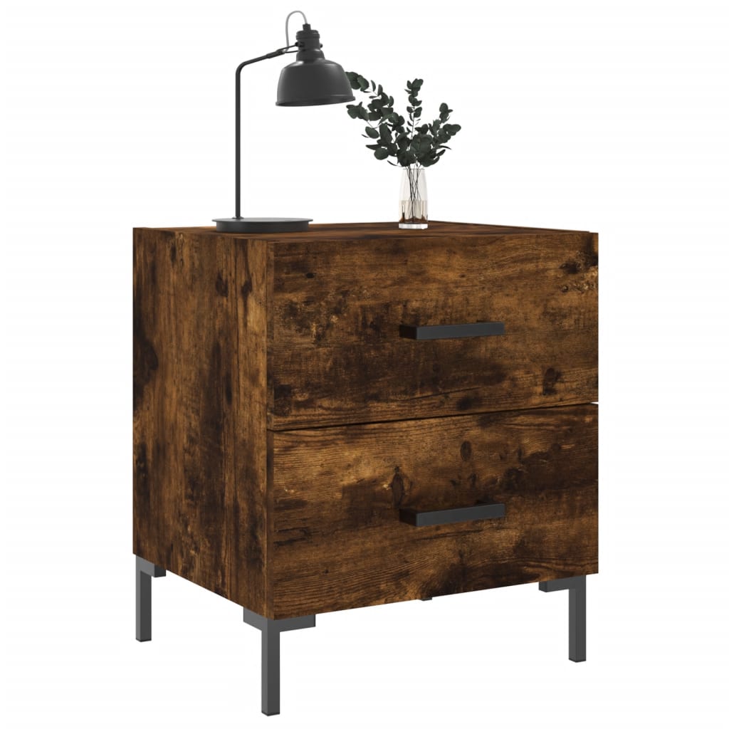 Nachtkastje 40x35x47,5 cm bewerkt hout gerookt eikenkleurig is nu te koop bij PeponiXL, paradijselijk wonen!