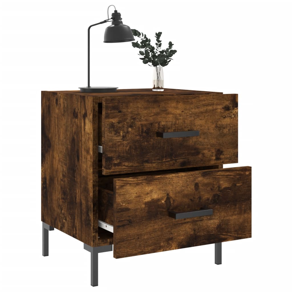 Nachtkastje 40x35x47,5 cm bewerkt hout gerookt eikenkleurig is nu te koop bij PeponiXL, paradijselijk wonen!