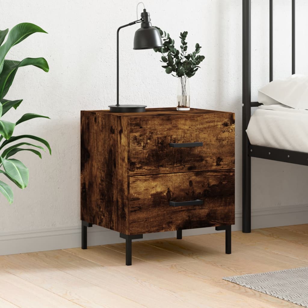 Nachtkastje 40x35x47,5 cm bewerkt hout gerookt eikenkleurig is nu te koop bij PeponiXL, paradijselijk wonen!