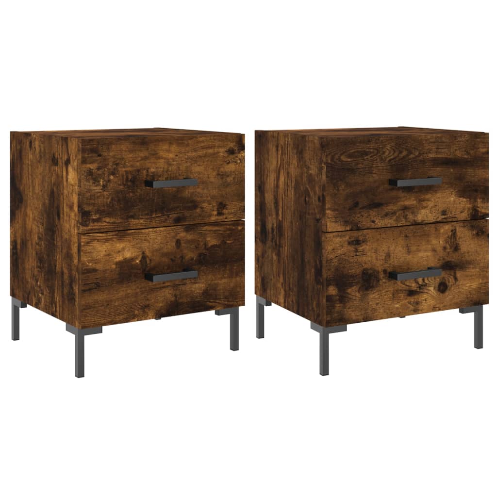 Nachtkastjes 2 st 40x35x47,5 cm bewerkt hout gerookt eikenkleur is nu te koop bij PeponiXL, paradijselijk wonen!