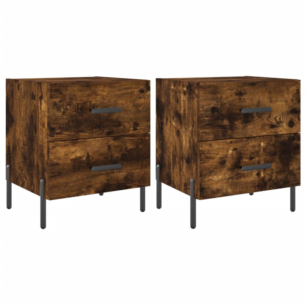 Nachtkastjes 2 st 40x35x47,5 cm bewerkt hout gerookt eikenkleur is nu te koop bij PeponiXL, paradijselijk wonen!