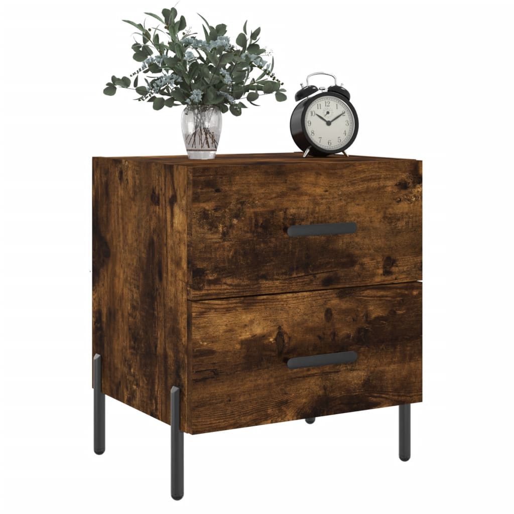 Nachtkastjes 2 st 40x35x47,5 cm bewerkt hout gerookt eikenkleur is nu te koop bij PeponiXL, paradijselijk wonen!