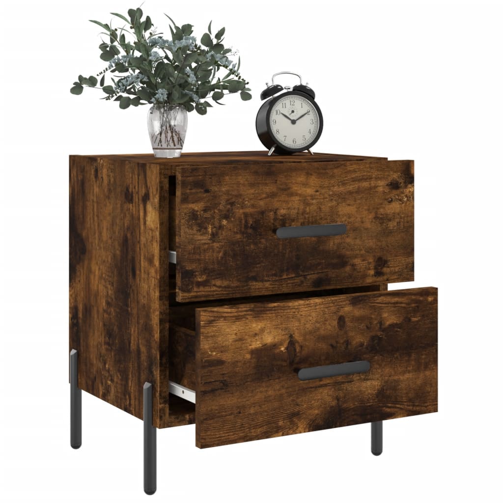 Nachtkastjes 2 st 40x35x47,5 cm bewerkt hout gerookt eikenkleur is nu te koop bij PeponiXL, paradijselijk wonen!