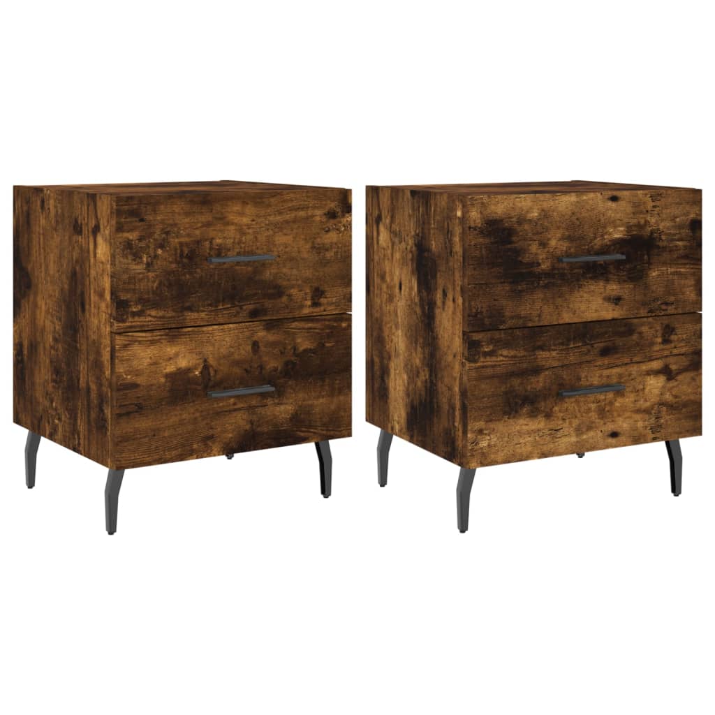 Nachtkastjes 2 st 40x35x47,5 cm bewerkt hout gerookt eikenkleur is nu te koop bij PeponiXL, paradijselijk wonen!