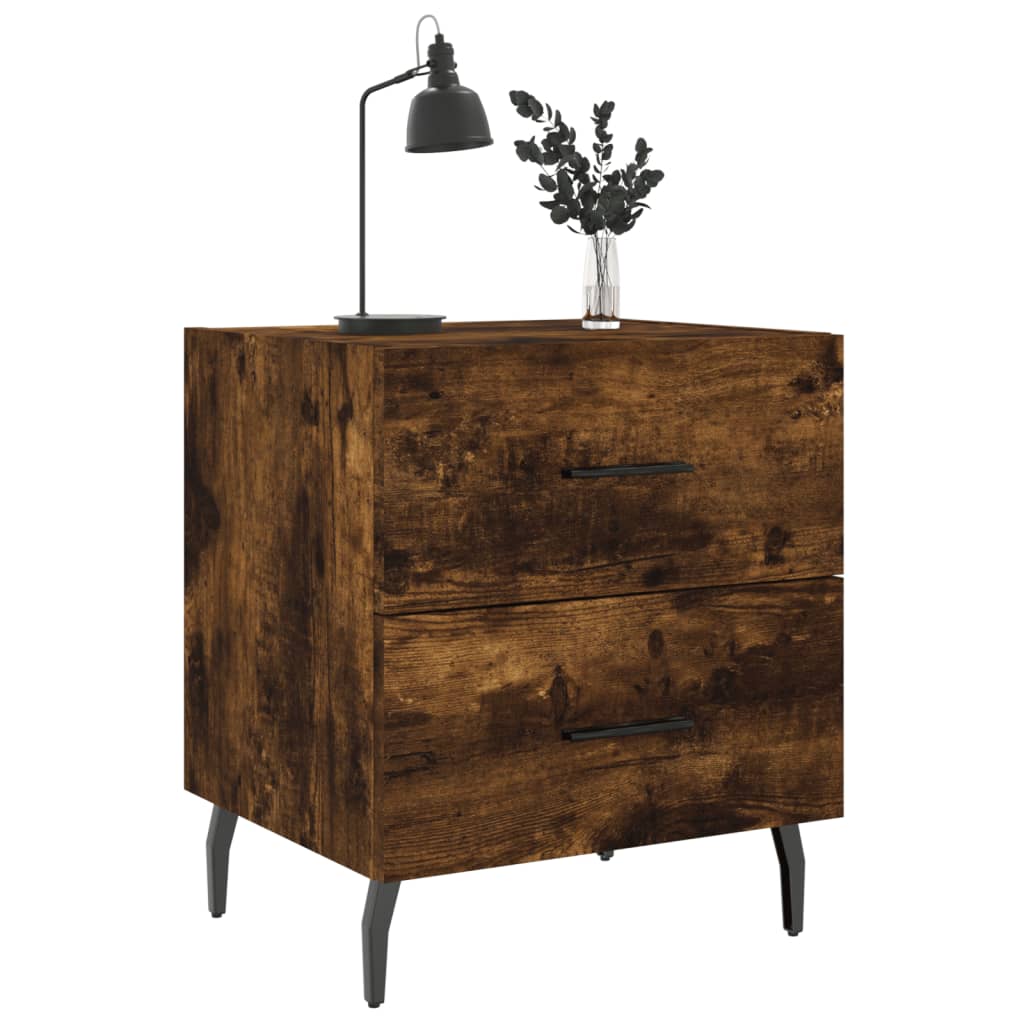 Nachtkastjes 2 st 40x35x47,5 cm bewerkt hout gerookt eikenkleur is nu te koop bij PeponiXL, paradijselijk wonen!