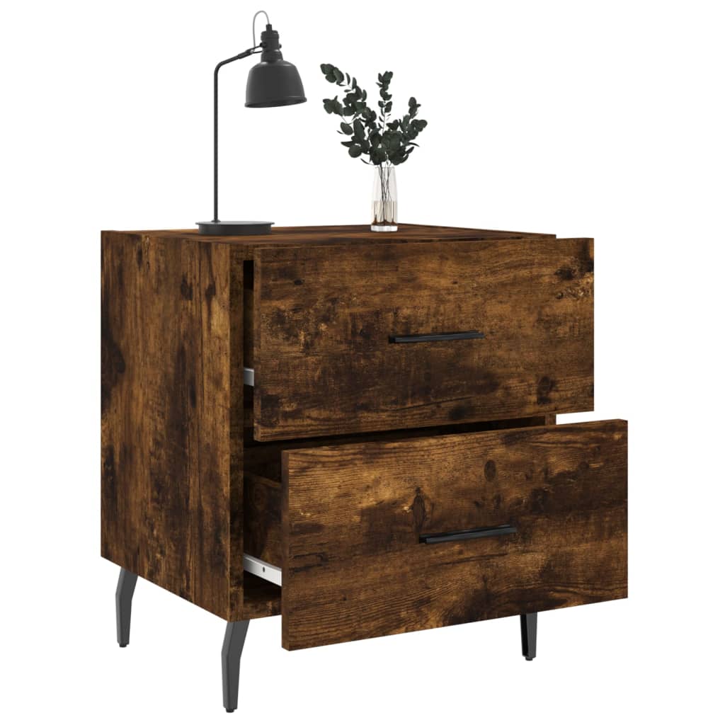 Nachtkastjes 2 st 40x35x47,5 cm bewerkt hout gerookt eikenkleur is nu te koop bij PeponiXL, paradijselijk wonen!