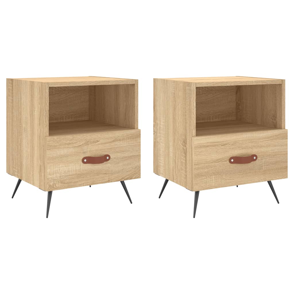 Nachtkastjes 2 st 40x35x47,5 cm bewerkt hout sonoma eikenkleur is nu te koop bij PeponiXL, paradijselijk wonen!