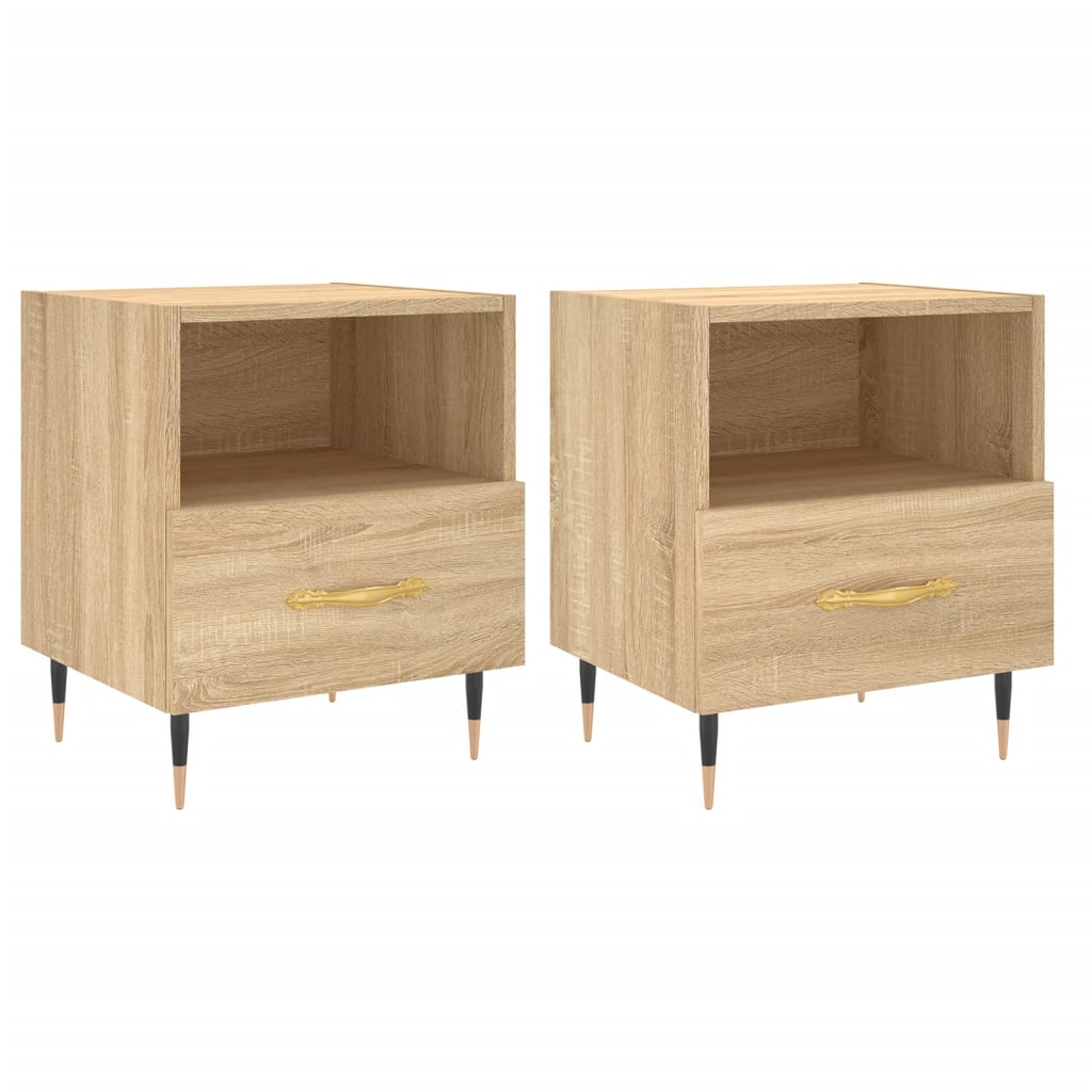 Nachtkastjes 2 st 40x35x47,5 cm bewerkt hout sonoma eikenkleur is nu te koop bij PeponiXL, paradijselijk wonen!