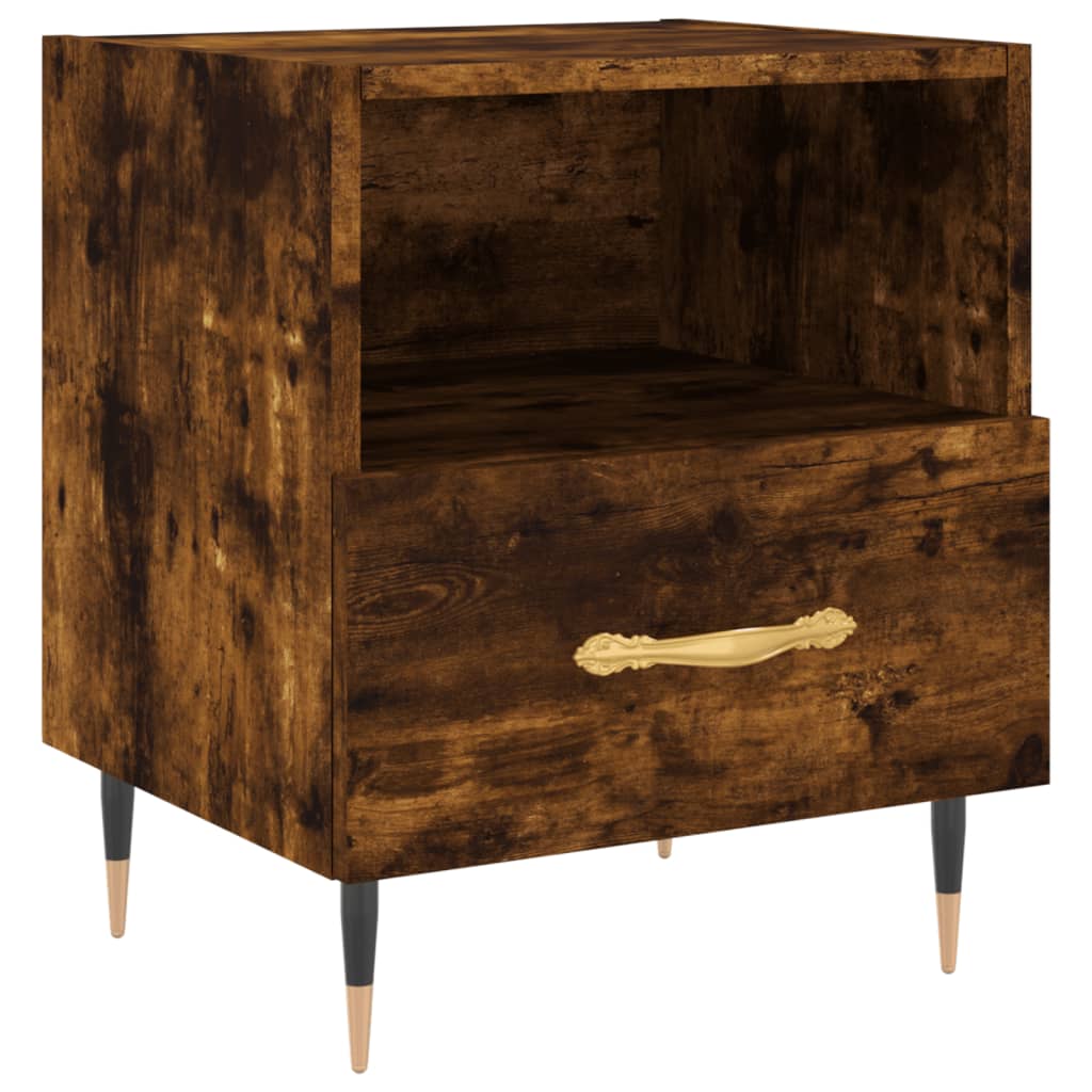 Nachtkastje 40x35x47,5 cm bewerkt hout gerookt eikenkleurig is nu te koop bij PeponiXL, paradijselijk wonen!