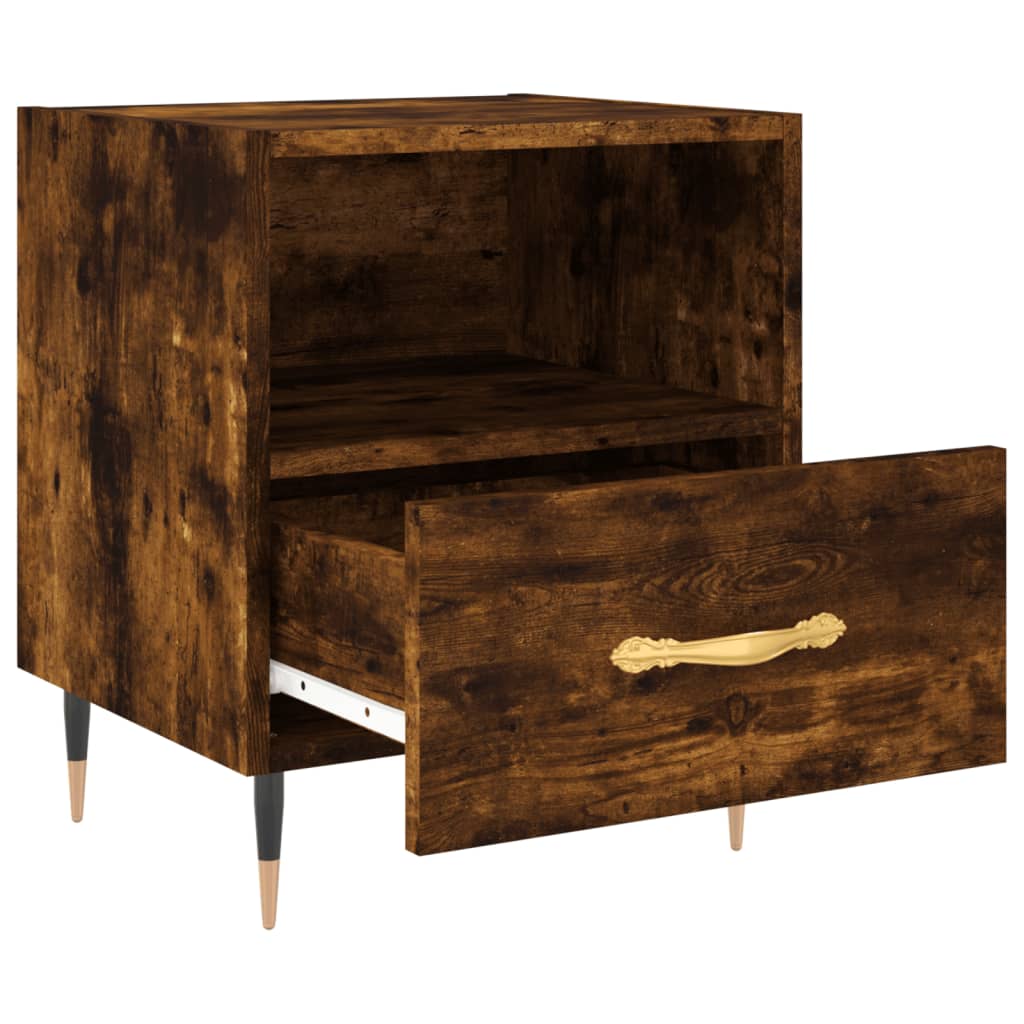 Nachtkastje 40x35x47,5 cm bewerkt hout gerookt eikenkleurig is nu te koop bij PeponiXL, paradijselijk wonen!