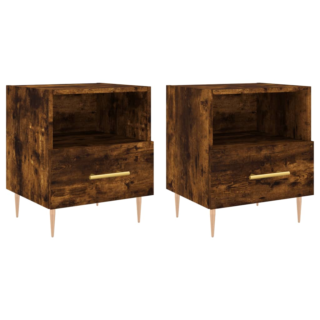 Nachtkastjes 2 st 40x35x47,5 cm bewerkt hout gerookt eikenkleur is nu te koop bij PeponiXL, paradijselijk wonen!