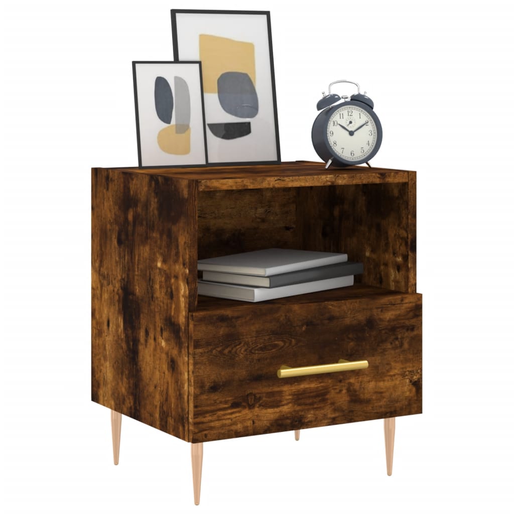 Nachtkastjes 2 st 40x35x47,5 cm bewerkt hout gerookt eikenkleur is nu te koop bij PeponiXL, paradijselijk wonen!