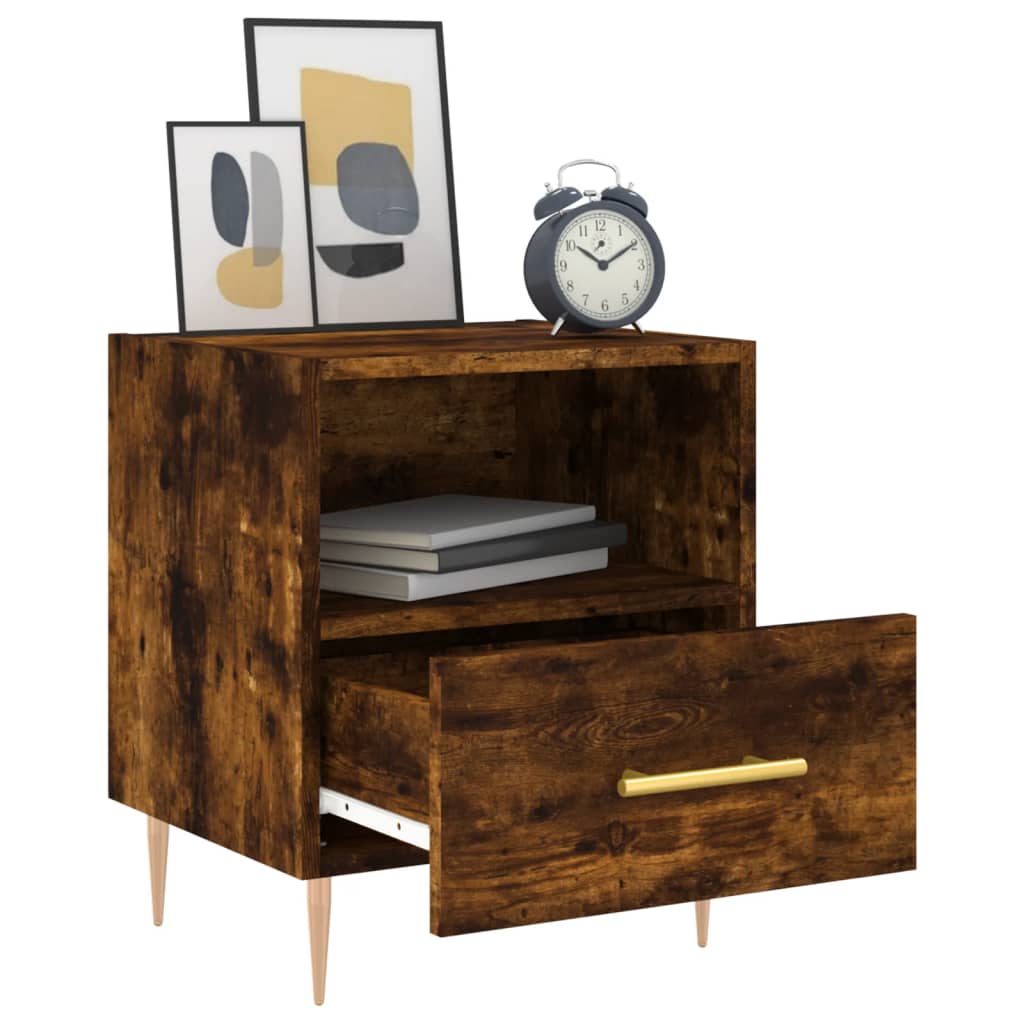 Nachtkastjes 2 st 40x35x47,5 cm bewerkt hout gerookt eikenkleur is nu te koop bij PeponiXL, paradijselijk wonen!
