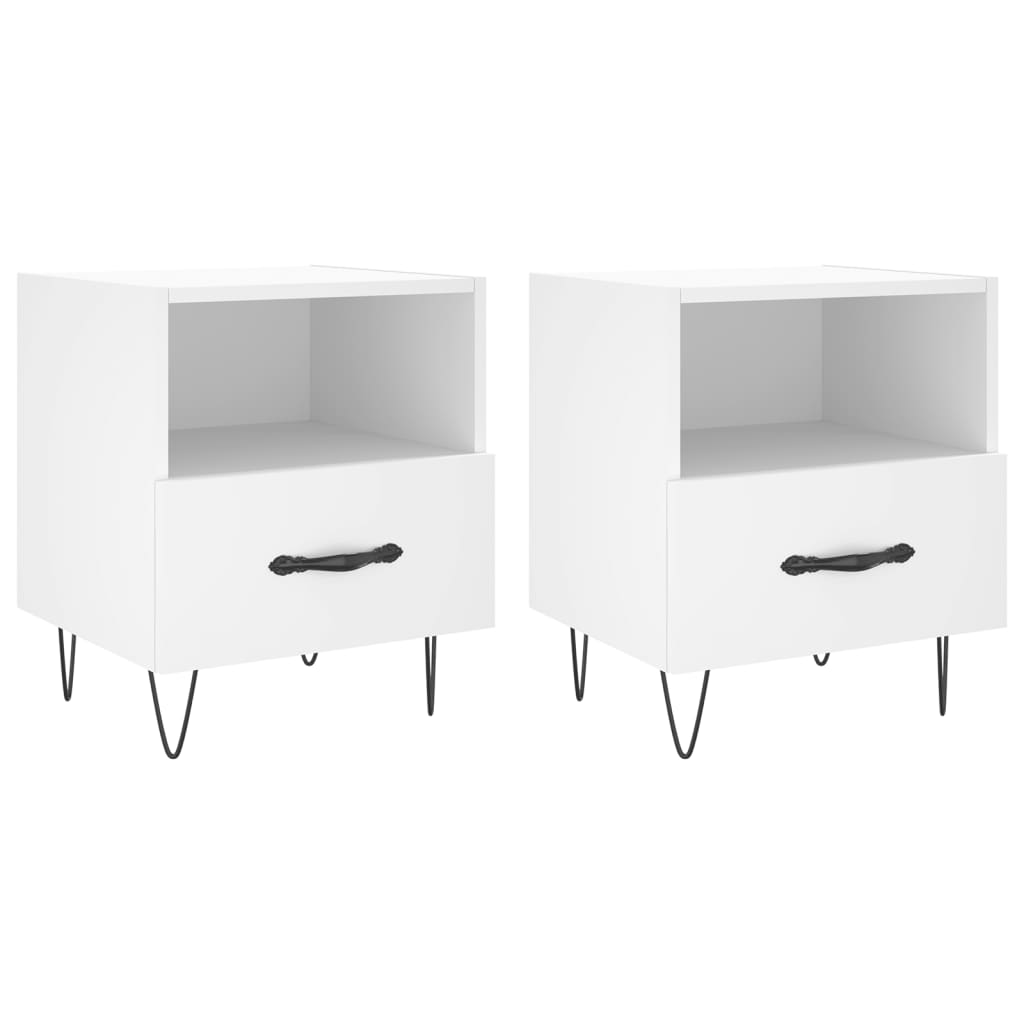 Nachtkastjes 2 st 40x35x47,5 cm bewerkt hout wit is nu te koop bij PeponiXL, paradijselijk wonen!