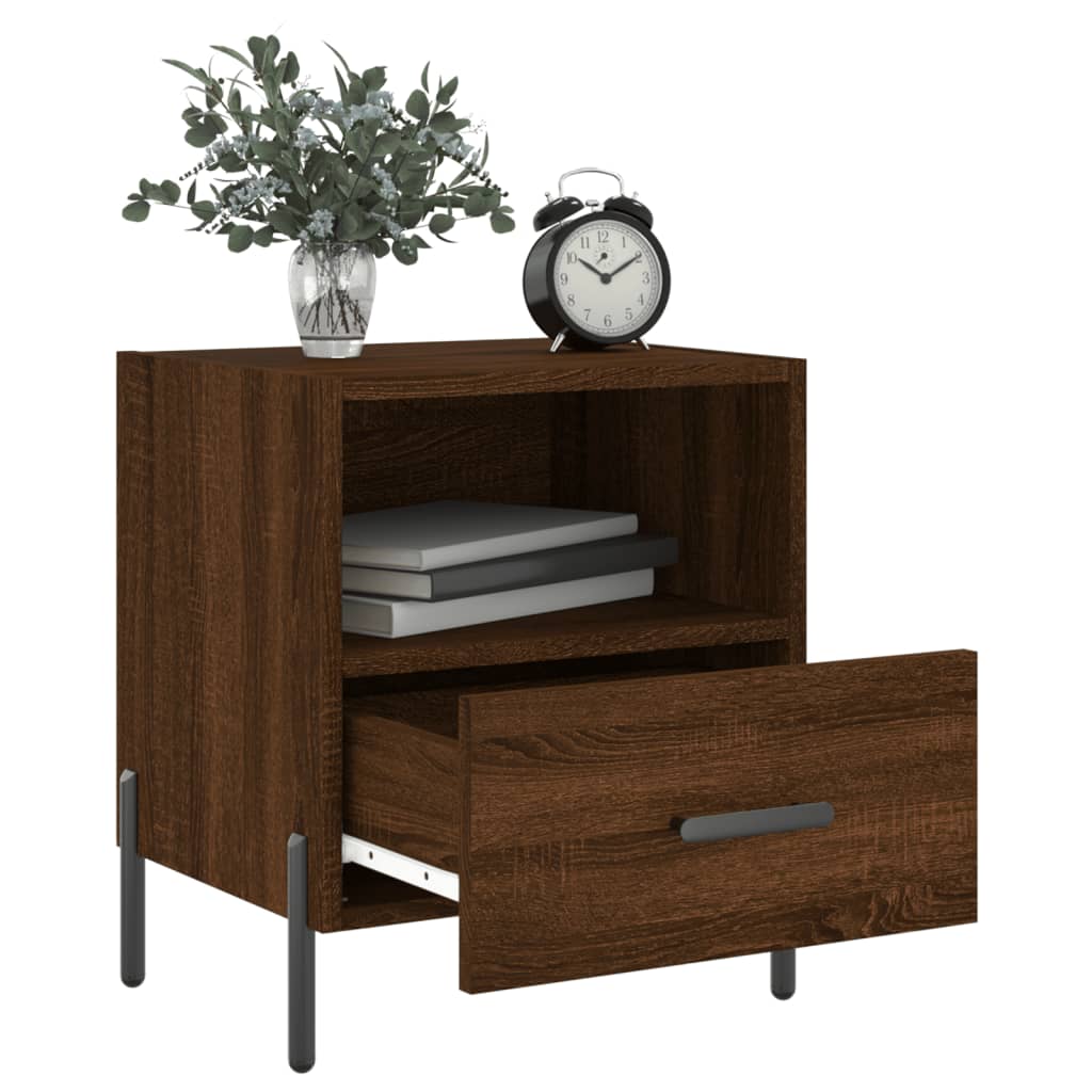Nachtkastjes 2 st 40x35x47,5 cm bewerkt hout bruin eikenkleur is nu te koop bij PeponiXL, paradijselijk wonen!