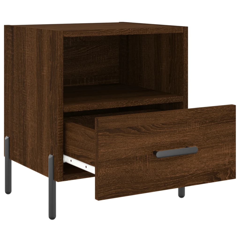 Nachtkastjes 2 st 40x35x47,5 cm bewerkt hout bruin eikenkleur is nu te koop bij PeponiXL, paradijselijk wonen!