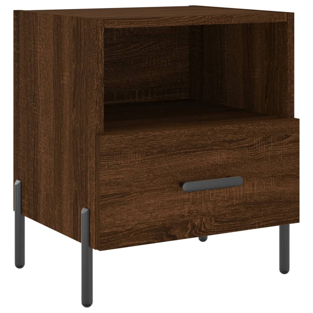 Nachtkastjes 2 st 40x35x47,5 cm bewerkt hout bruin eikenkleur is nu te koop bij PeponiXL, paradijselijk wonen!