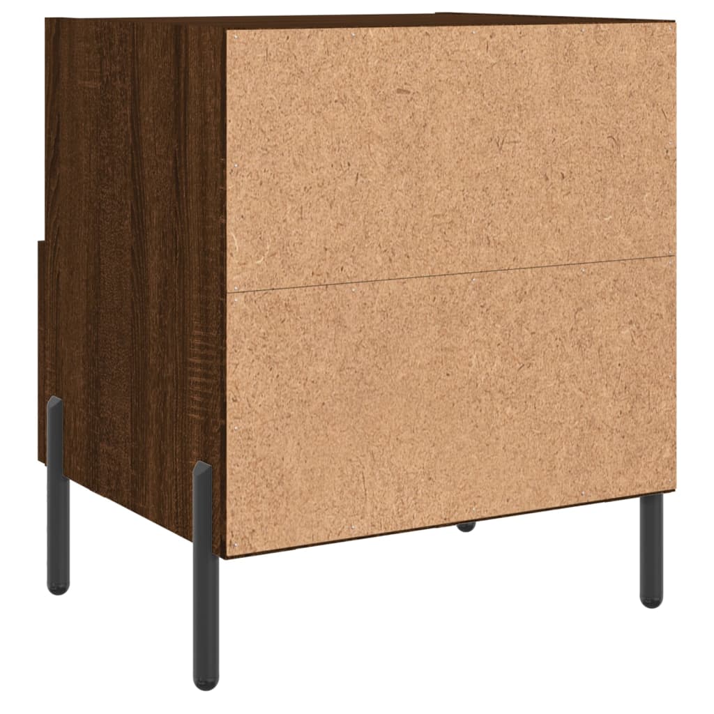 Nachtkastjes 2 st 40x35x47,5 cm bewerkt hout bruin eikenkleur is nu te koop bij PeponiXL, paradijselijk wonen!