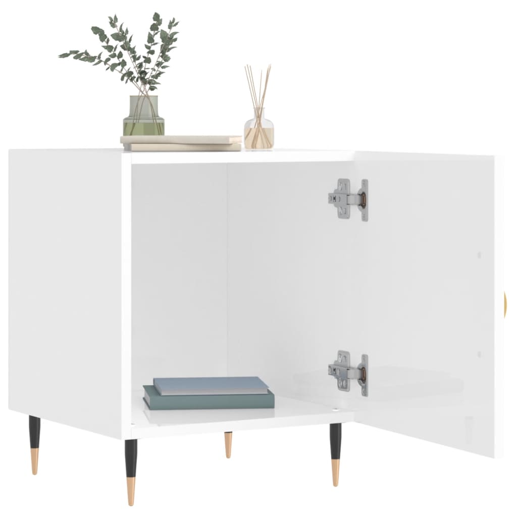 Nachtkastjes 2 st 40x40x50 cm bewerkt hout hoogglans wit is nu te koop bij PeponiXL, paradijselijk wonen!