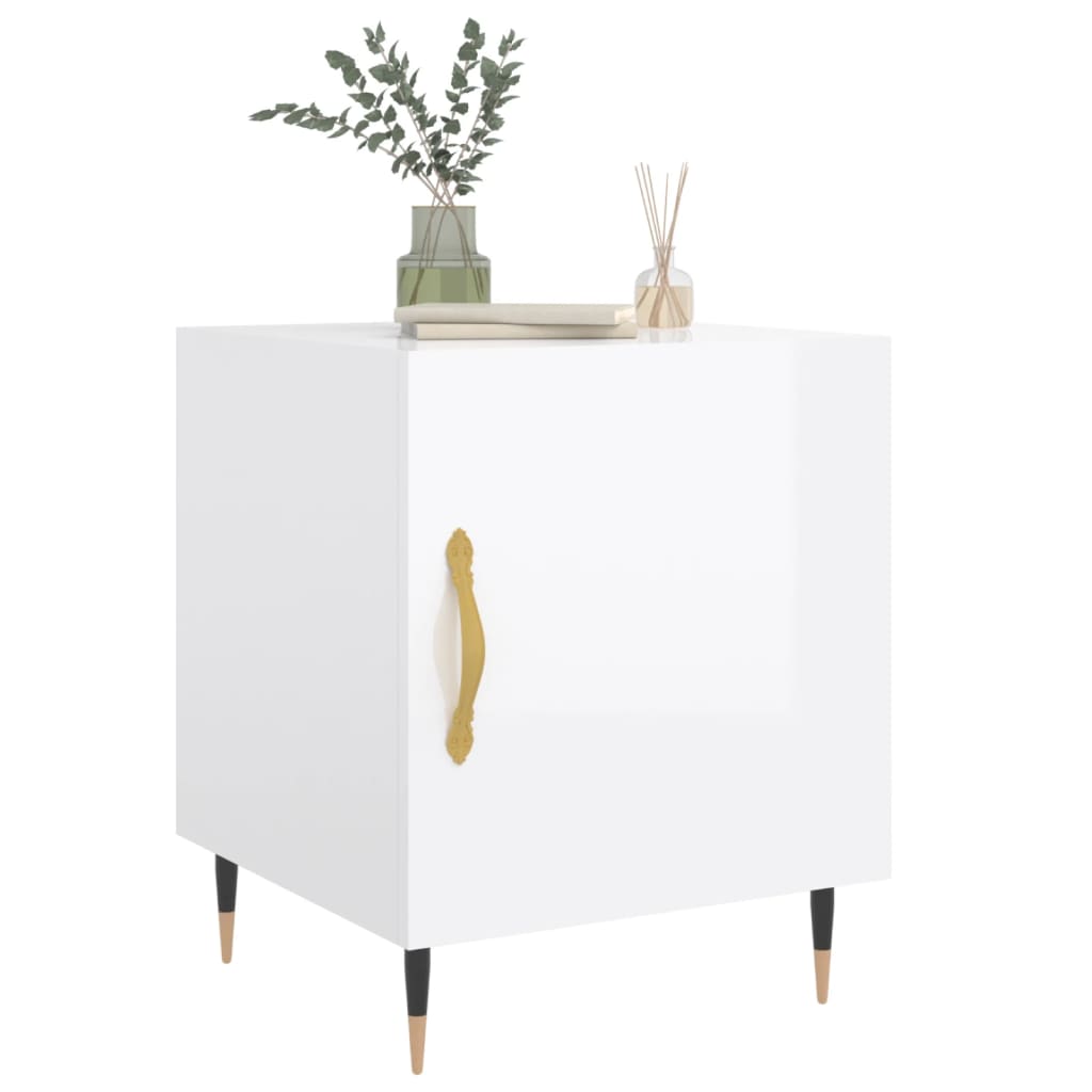 Nachtkastjes 2 st 40x40x50 cm bewerkt hout hoogglans wit is nu te koop bij PeponiXL, paradijselijk wonen!