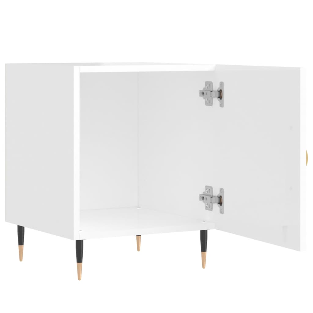 Nachtkastjes 2 st 40x40x50 cm bewerkt hout hoogglans wit is nu te koop bij PeponiXL, paradijselijk wonen!