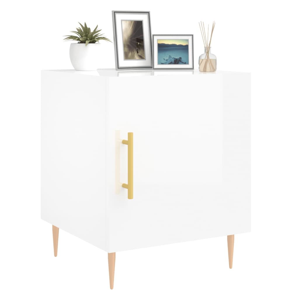 Nachtkastjes 2 st 40x40x50 cm bewerkt hout hoogglans wit is nu te koop bij PeponiXL, paradijselijk wonen!