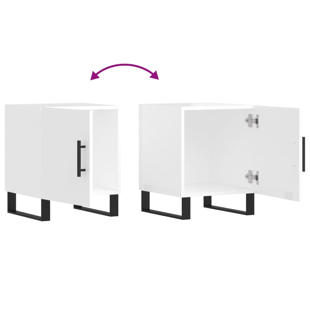 Nachtkastjes 2 st 40x40x50 cm bewerkt hout hoogglans wit is nu te koop bij PeponiXL, paradijselijk wonen!