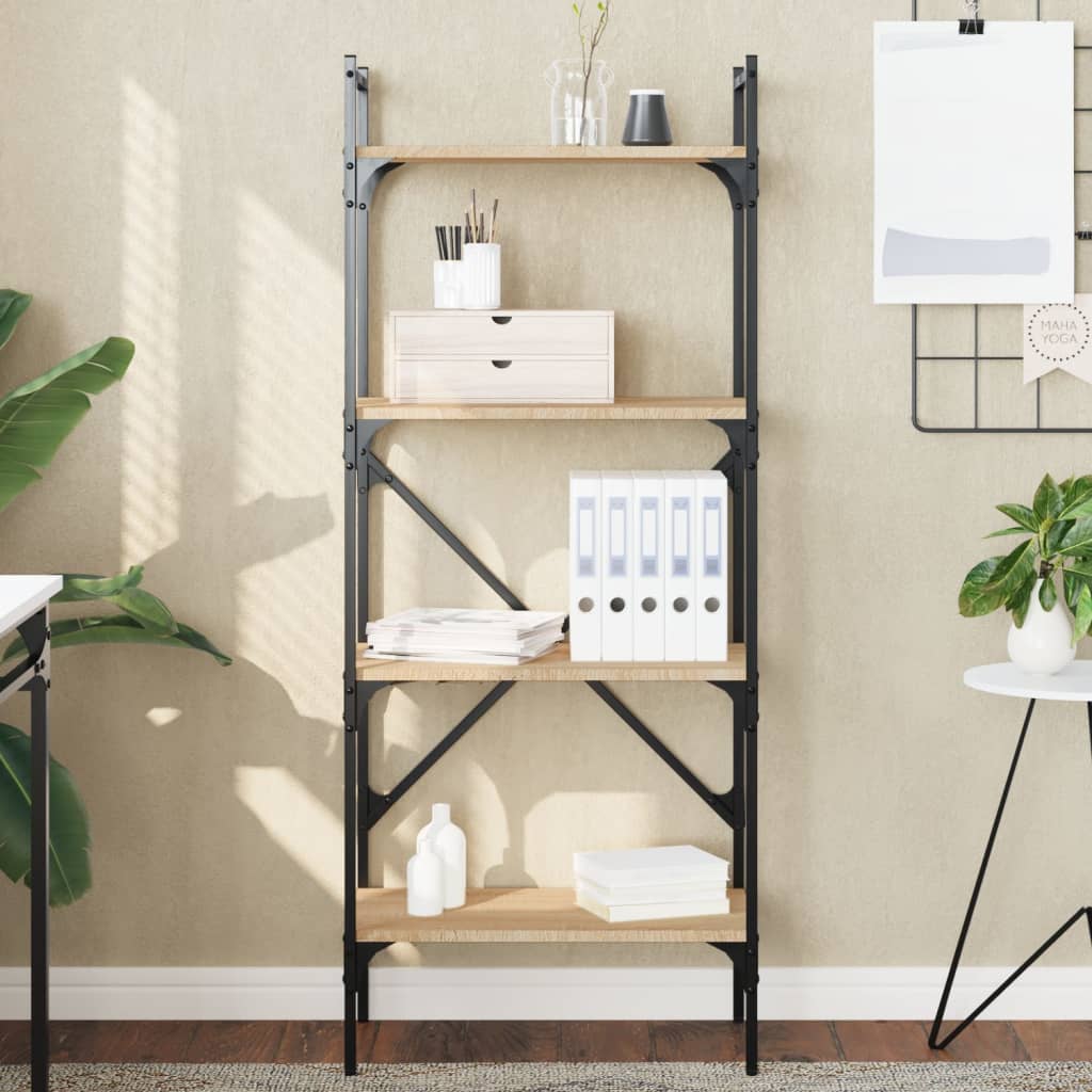 Boekenkast 4-laags 56x31,5x138,5 cm bewerkt hout sonoma eiken is nu te koop bij PeponiXL, paradijselijk wonen!