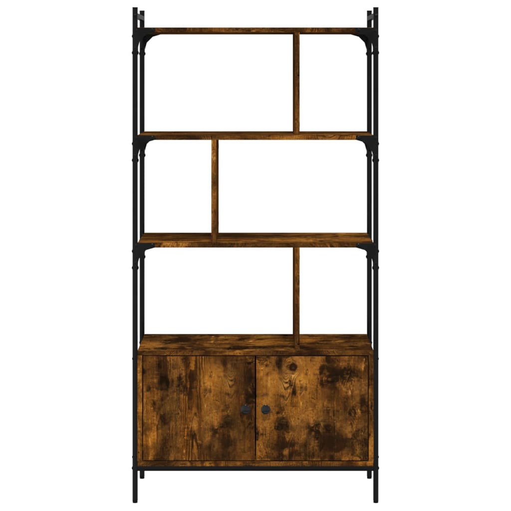 Boekenkast met deuren 76,5x30x154,5 cm hout gerookt eikenkleur is nu te koop bij PeponiXL, paradijselijk wonen!