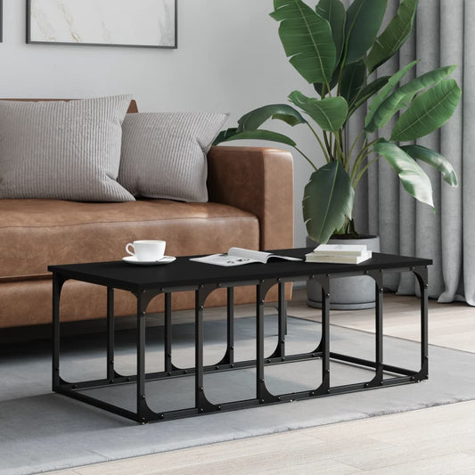 Salontafel 100x50x35,5 cm bewerkt hout zwart is nu te koop bij PeponiXL, paradijselijk wonen!