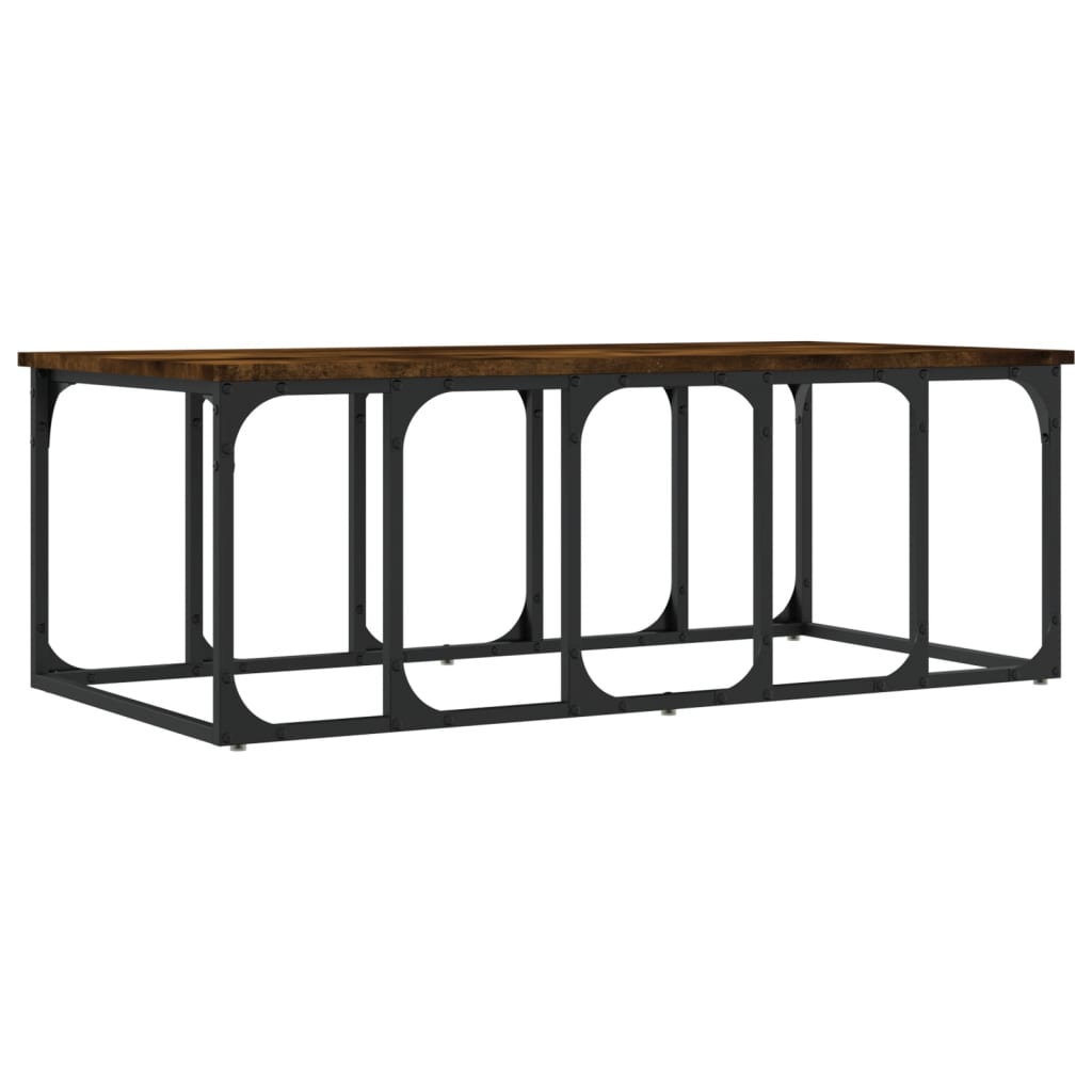 Salontafel 100x50x35,5 cm bewerkt hout gerookt eikenkleurig is nu te koop bij PeponiXL, paradijselijk wonen!