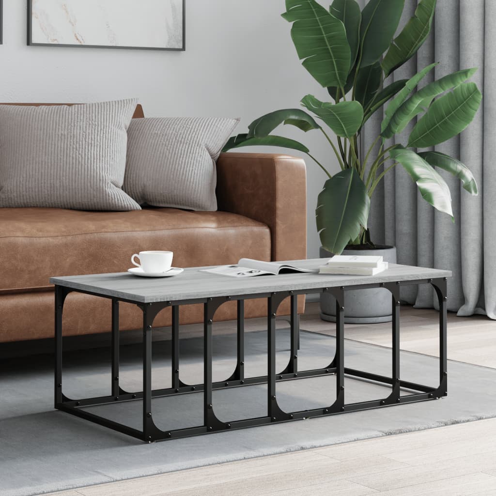 Salontafel 100x50x35,5 cm bewerkt hout grijs sonoma eikenkleur is nu te koop bij PeponiXL, paradijselijk wonen!