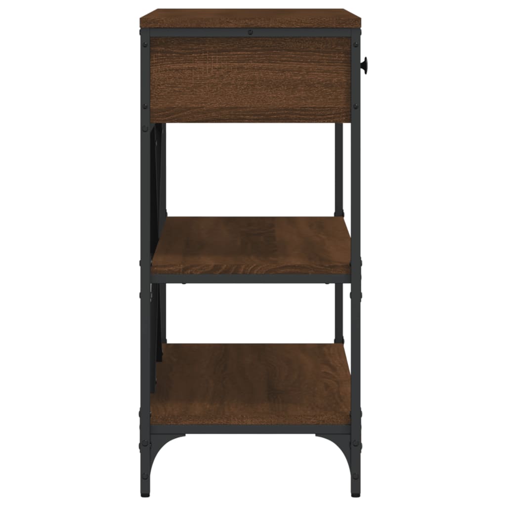 Wandtafel met lades en schappen bewerkt hout bruin eikenkleur is nu te koop bij PeponiXL, paradijselijk wonen!