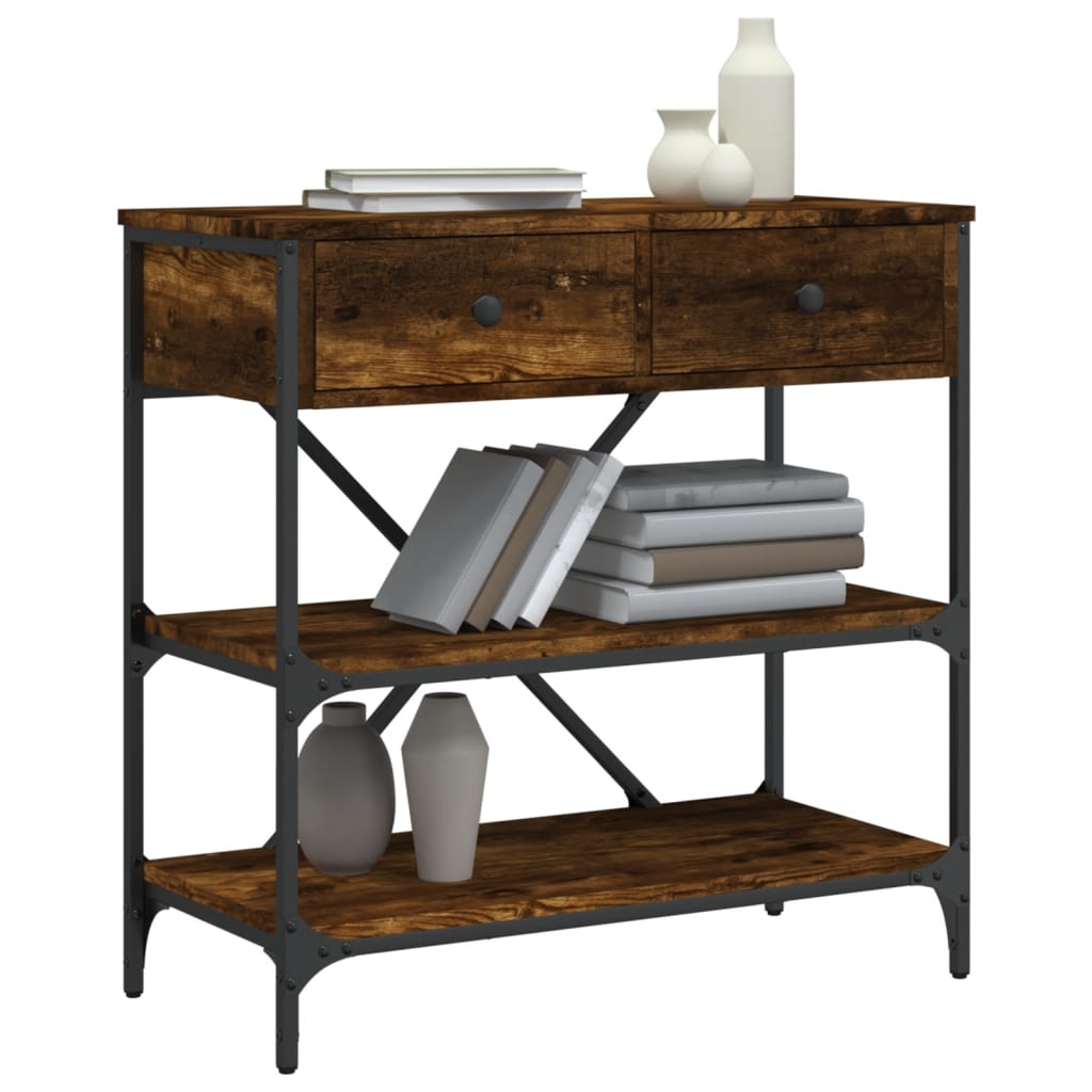 Wandtafel 75x34,5x75 cm bewerkt hout gerookt eikenkleurig is nu te koop bij PeponiXL, paradijselijk wonen!