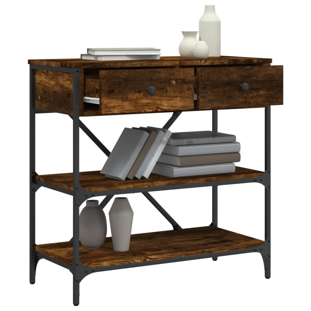 Wandtafel 75x34,5x75 cm bewerkt hout gerookt eikenkleurig is nu te koop bij PeponiXL, paradijselijk wonen!