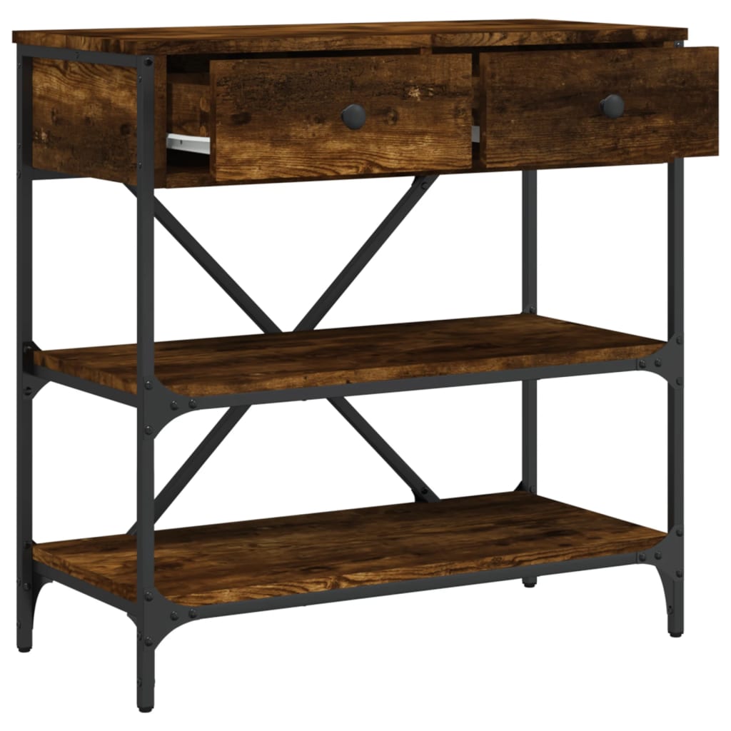 Wandtafel 75x34,5x75 cm bewerkt hout gerookt eikenkleurig is nu te koop bij PeponiXL, paradijselijk wonen!